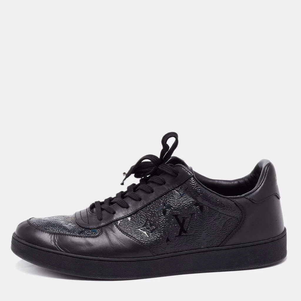 商品[二手商品] Louis Vuitton|Louis Vuitton Black Leather Rivoli Monogram Low Top Sneakers Size 44,价格¥3342,第1张图片