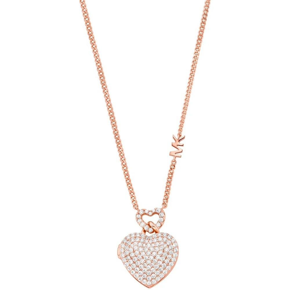 商品Michael Kors|Sterling Silver Pave Heart Locket Necklace,价格¥369,第1张图片