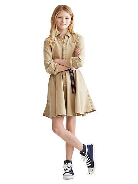 商品Ralph Lauren|Little Girl's & Girl's Belted Chino Dress,价格¥484-¥518,第6张图片详细描述