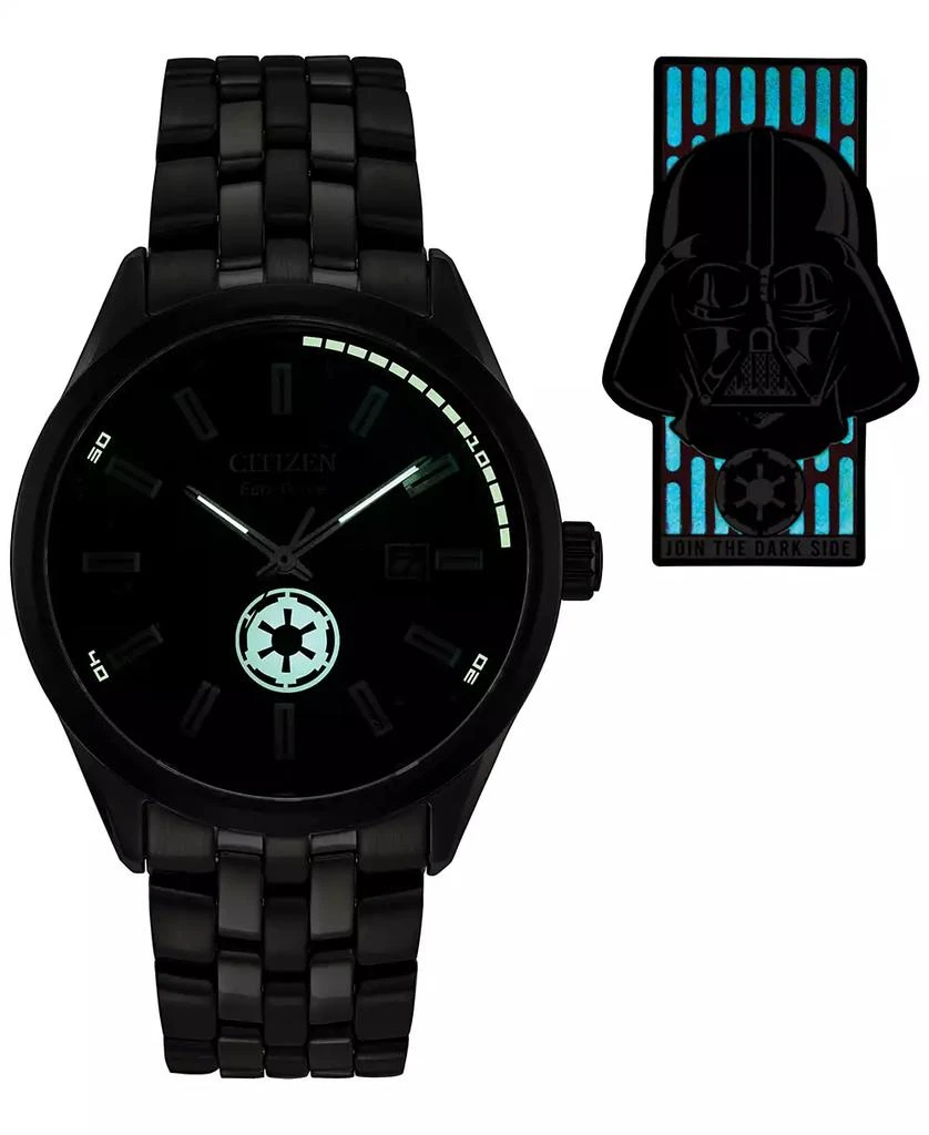 Eco-Drive Men's Star Wars Darth Vader Black-Tone Stainless Steel Bracelet Watch 41mm Gift Set 商品