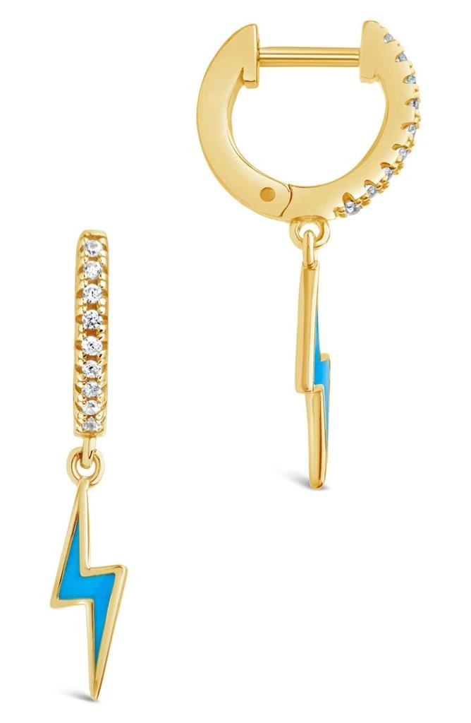 商品Sterling Forever|Lightning Bolt Charm CZ Huggie Hoop Earrings,价格¥107,第1张图片