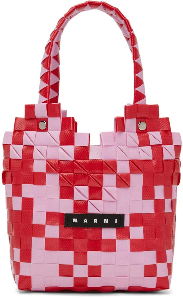 商品Marni|Kids Pink & Red Diamond Basket Tote,价格¥946,第1张图片