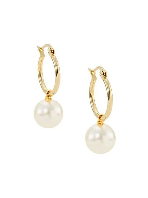 商品Shashi|Jasmin 14K Gold-Plated Faux Pearl Hoop Earrings,价格¥506,第1张图片