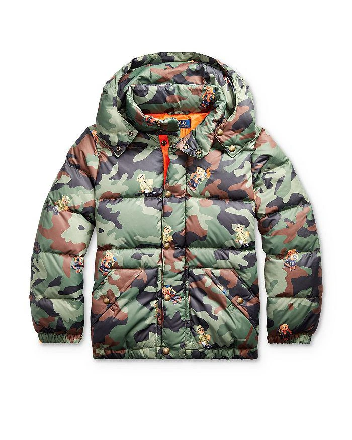 商品Ralph Lauren|Boys' Bear Print Camo Down Jacket - Big Kid,价格¥820,第1张图片