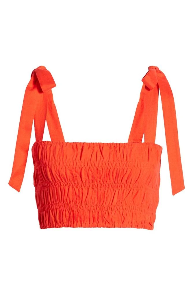 商品Charlie Holiday|Marsha Smocked Linen & Cotton Crop Top,价格¥149,第5张图片详细描述