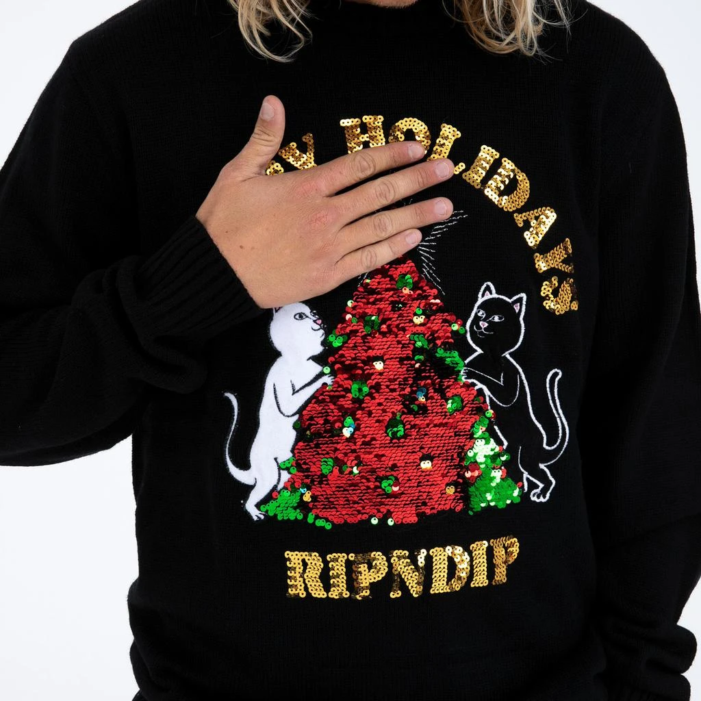 商品RIPNDIP|Litmas Tree Knitted Sweater (Black),价格¥227,第3张图片详细描述