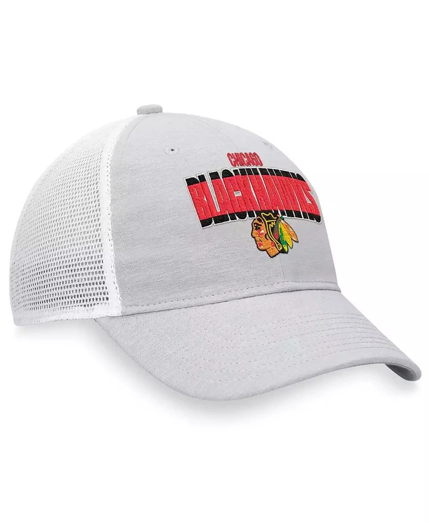 商品Fanatics|Men's Heather Gray, White Chicago Blackhawks Team Trucker Snapback Hat,价格¥167,第3张图片详细描述