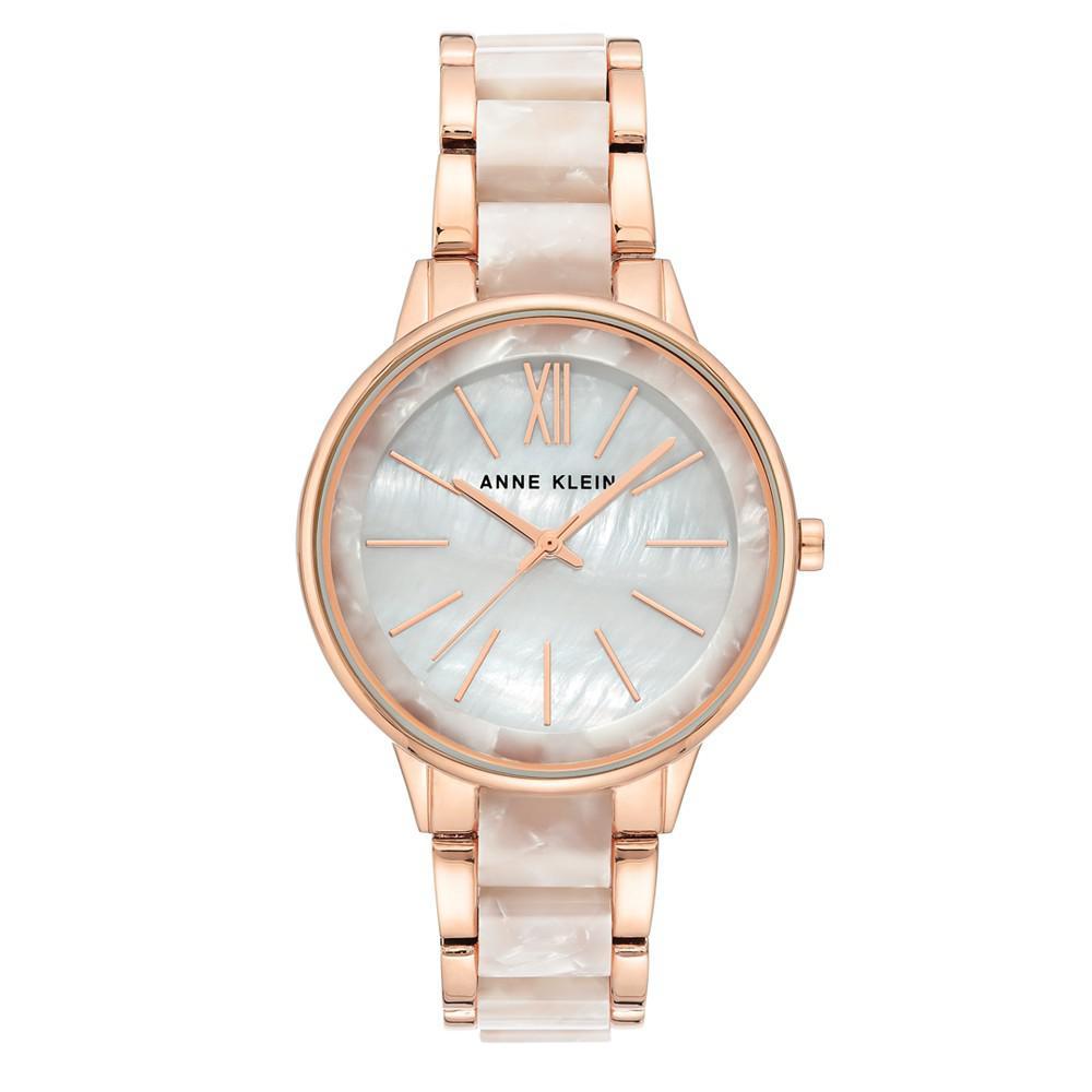 商品Anne Klein|Rose Gold-Tone and Pearlescent White Bracelet Watch 37mm,价格¥564,第1张图片