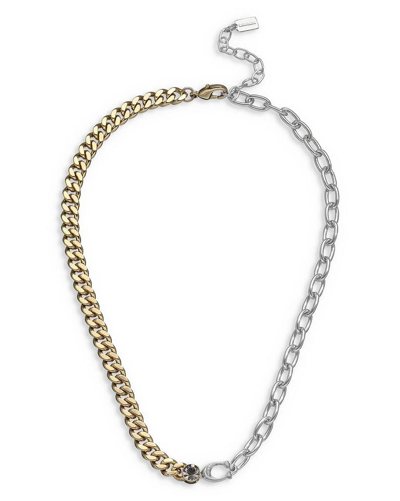 Signature Sculpted C Accent Mixed Chain Collar Necklace in Two Tone, 16"-18" 商品