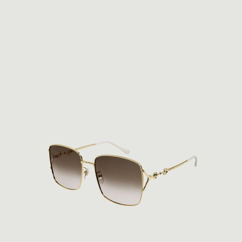 商品Gucci|Rectangular sunglasses with horsebit detail Grey gold Gucci,价格¥2714,第1张图片