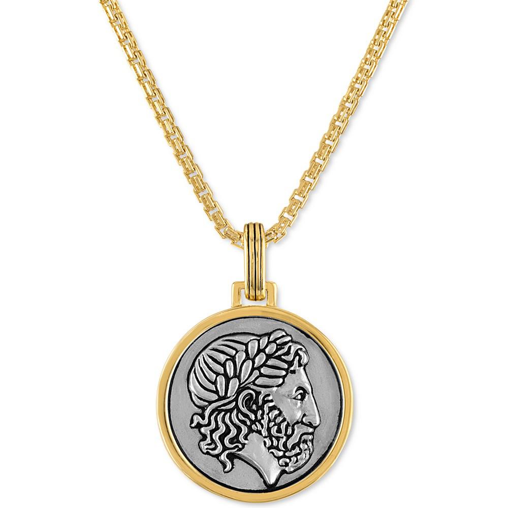 Two-Tone Zeus Amulet 24" Pendant Necklace in Sterling Silver & 18k Gold-Plated, Created for Macy's商品第1张图片规格展示