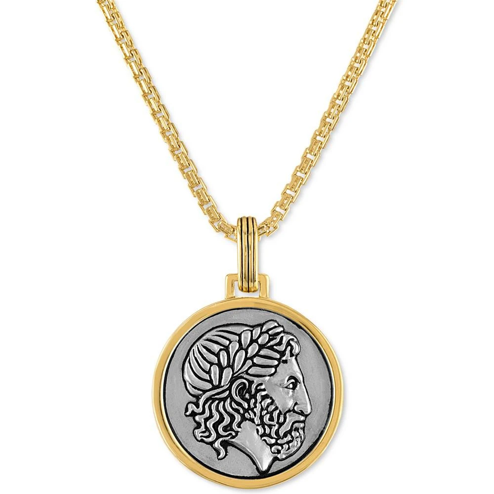 商品Esquire Men's Jewelry|Two-Tone Zeus Amulet 24" Pendant Necklace in Sterling Silver & 18k Gold-Plated, Created for Macy's,价格¥3585,第1张图片