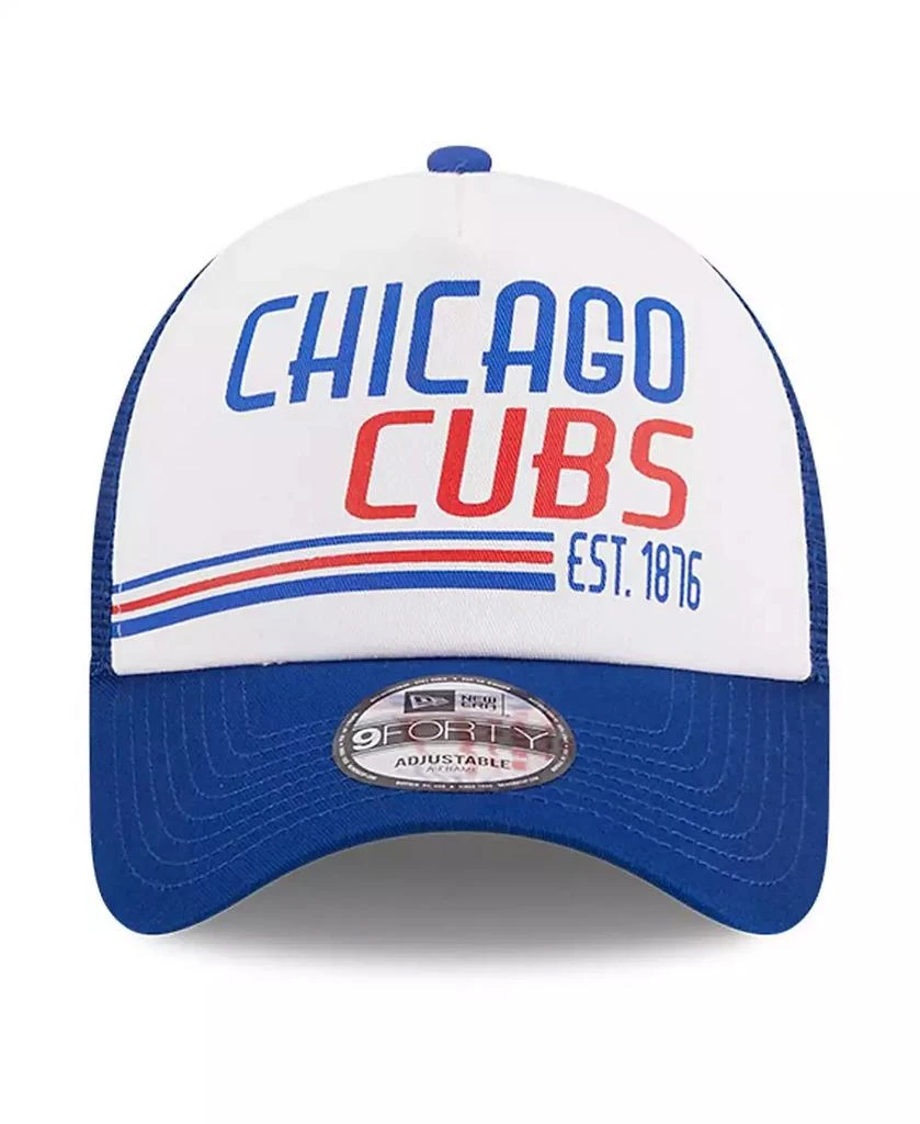 商品New Era|Men's White, Royal Chicago Cubs Stacked A-Frame Trucker 9FORTY Adjustable Hat,价格¥225,第3张图片详细描述