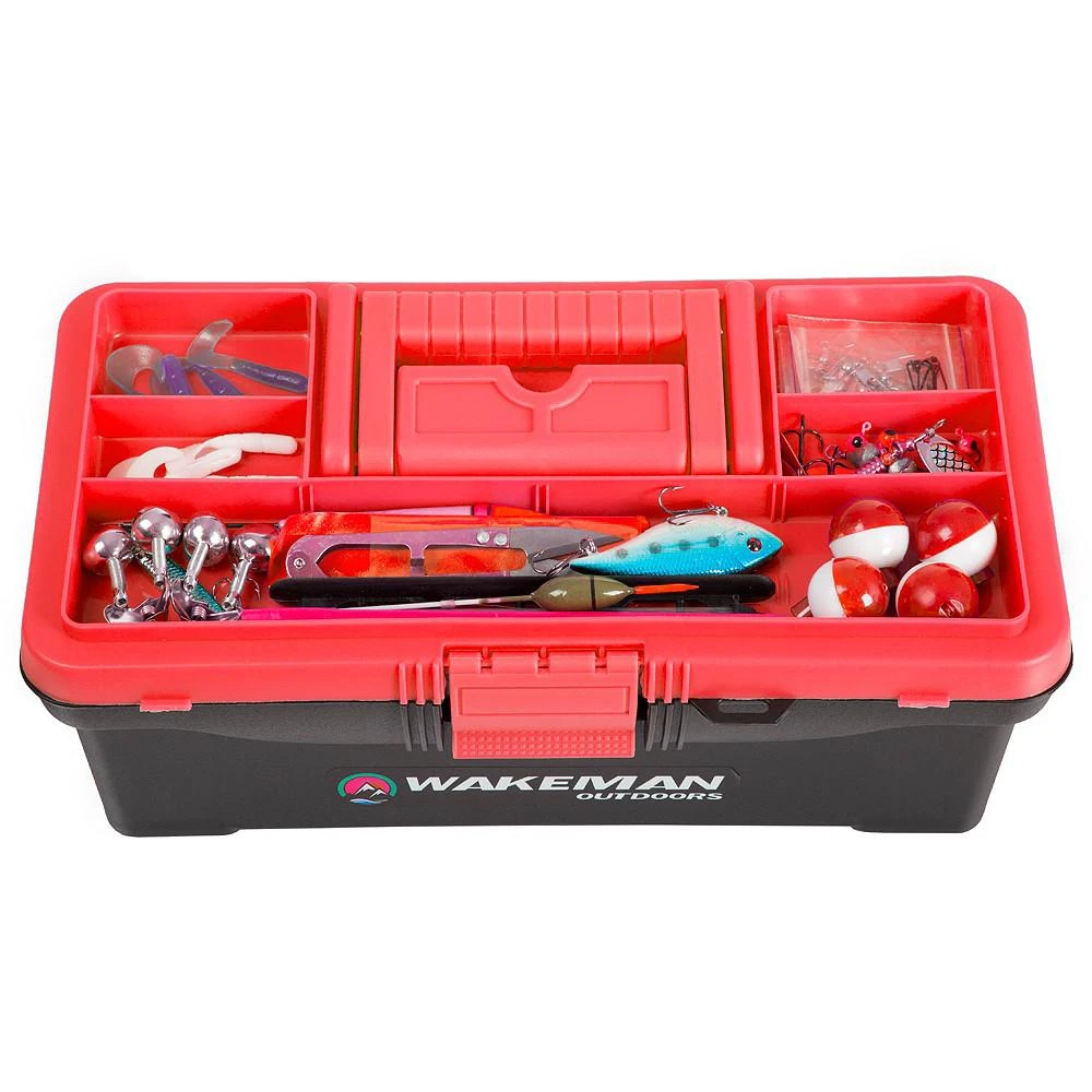 商品Trademark Global|Fishing Single Tray Tackle Box 55 Piece Tackle Gear Kit By Wakeman Outdoors,价格¥220,第3张图片详细描述