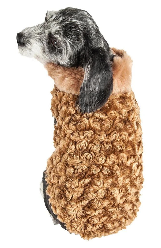 LUXE 'Gilded Rawflled' Gold Fleck Designer Faux Fur Dog Coat 商��品