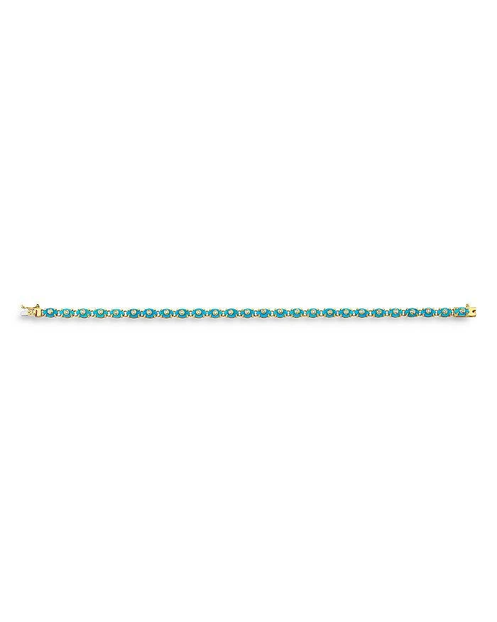 商品Sydney Evan|14K Yellow Gold Turquoise & Diamond Evil Eye Flex Bracelet,价格¥28285,第2张图片详细描述