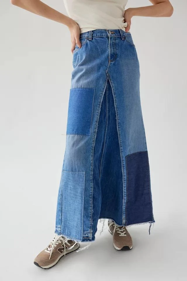 商品Urban Renewal|Urban Renewal Remade Pieced Denim Maxi Skirt,价格¥228,第3张图片详细描述