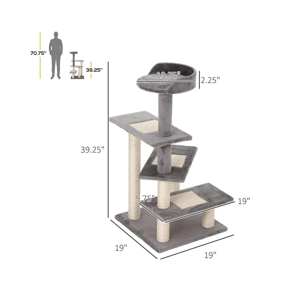 商品PawHut|40" Tall Feline 5-Level Revolving Step Tower Scratching Post,价格¥554,第3张图片详细描述