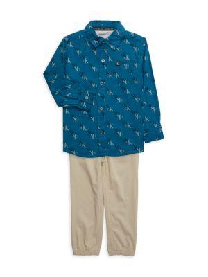 商品Calvin Klein|Little Boy's 2-Piece Logo Shirt & Joggers Set,价格¥210,第1张图片