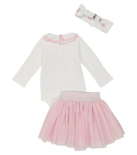 商品MONNALISA|Baby棉质连身衣、半身裙与发箍套装,价格¥1160,第4张图片详细描述