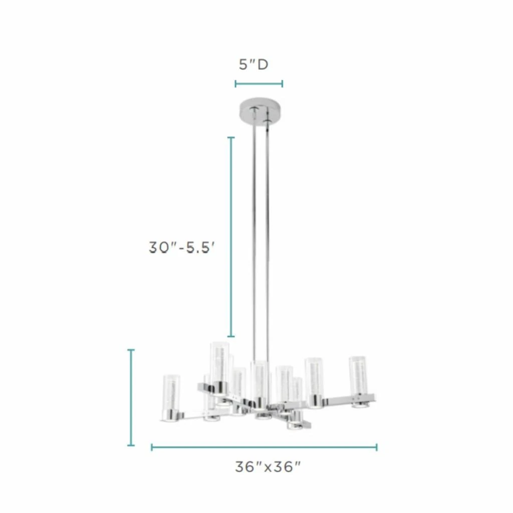 商品Finesse Decor|Victory 12 Light Chandelier //  Chrome,价格¥3342,第5张图片详细描述