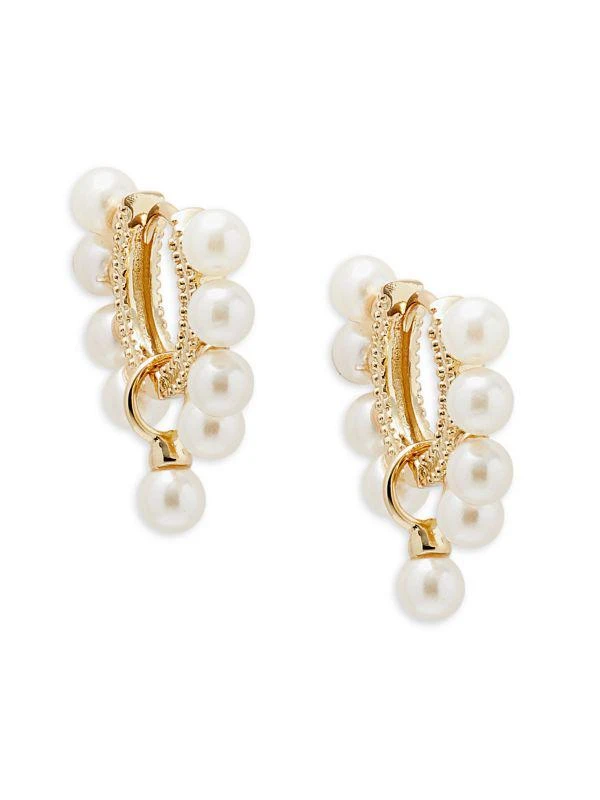 商品Shashi|Lola 18K Gold Vermeil & 3MM Freshwater Pearl Huggie Earrings,价格¥159,第1张图片