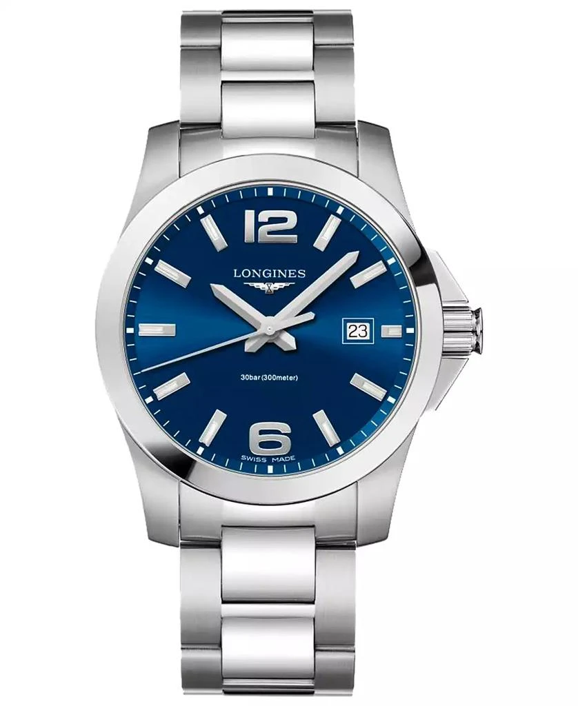 商品Longines|Men's Swiss Conquest Stainless Steel Bracelet Watch 41mm,价格¥6247,第1张图片