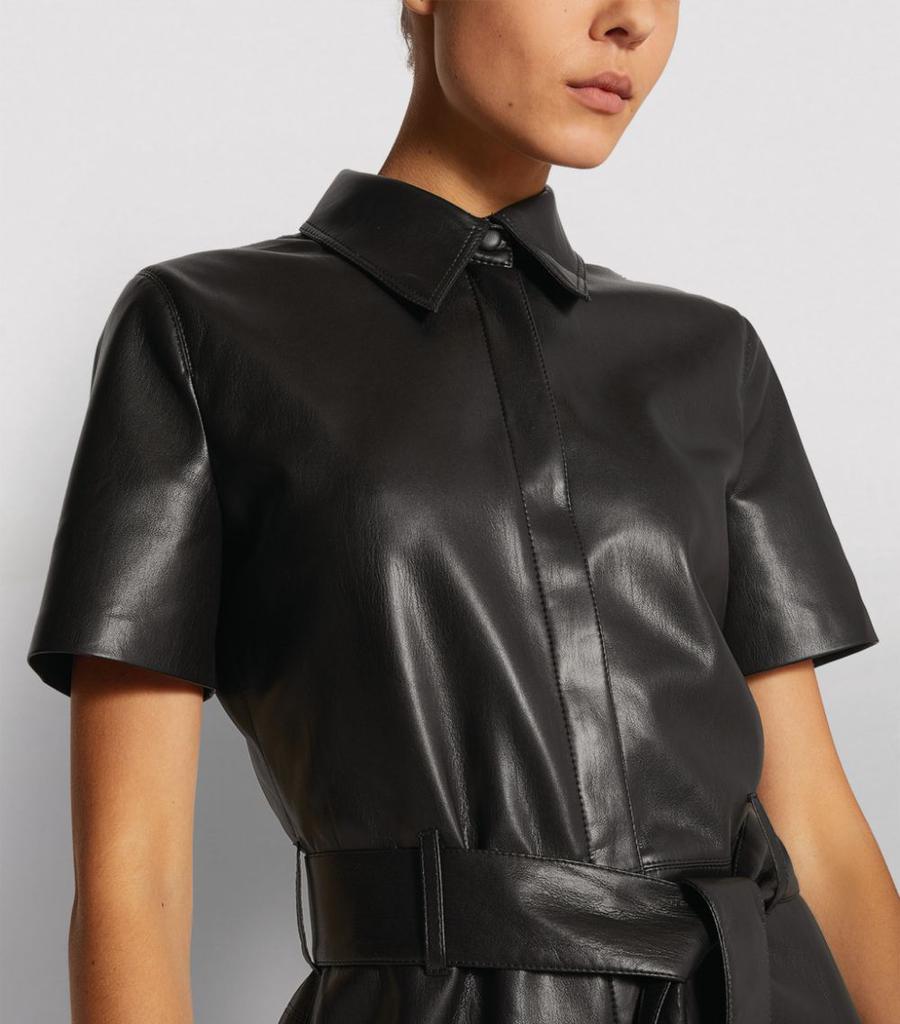 Vegan Leather Halli Shirt Dress（实际颜色为棕色）商品第6张图片规格展示