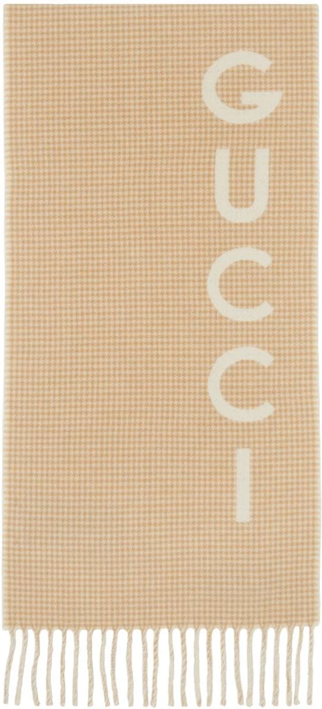 商品Gucci|Beige Houndstooth Scarf,价格¥3653,第1张图片