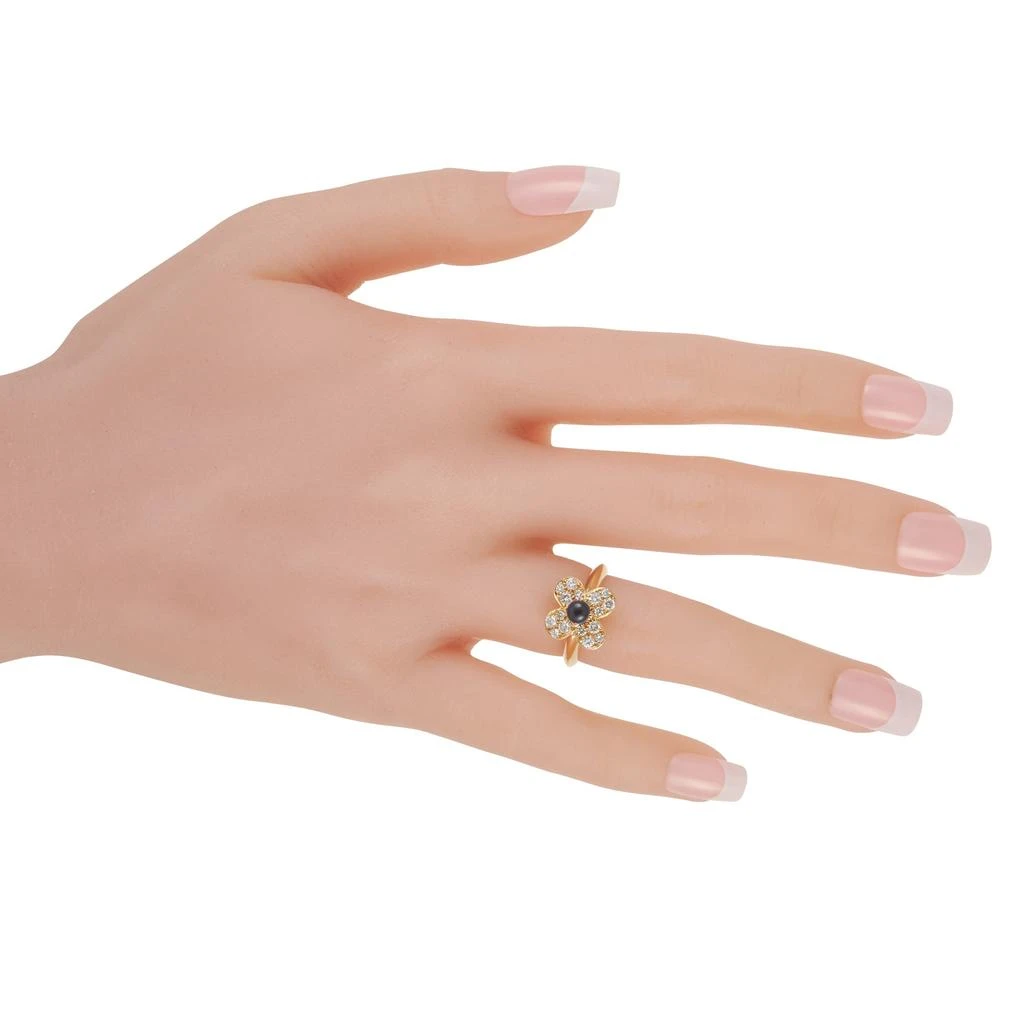 商品[二手商品] Van Cleef & Arpels|Van Cleef & Arpels Trèfle 18K Yellow Gold 0.46 ct Diamond and Blue Sapphire Ring,价格¥32700,第3张图片详细描述