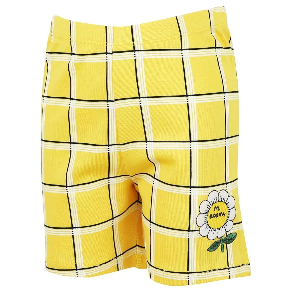 商品Mini Rodini|Yellow Check Biker Shorts,价格¥72,第3张图片详细描述