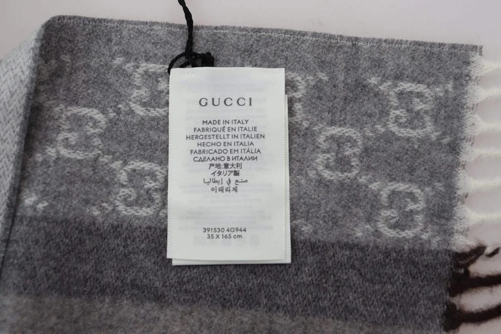 商品Gucci|Gucci Lead Grey Cashmere & Wool Paneled GG Logo Scarf,价格¥4002,第4张图片详细描述