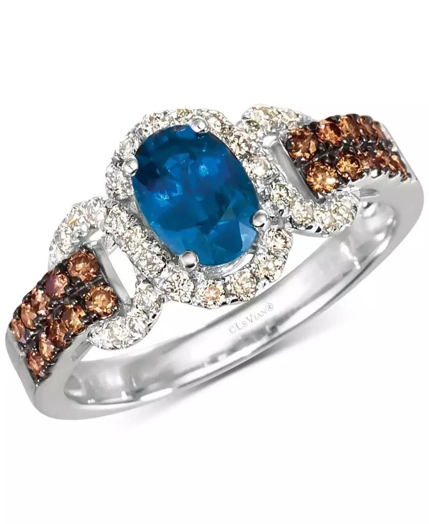 商品Le Vian|Cornflower Flower Sapphire (3/4 ct. t.w.) & Diamond (1/2 ct. t.w.) Halo Ring in 14k White Gold,价格¥10968,第1张图片