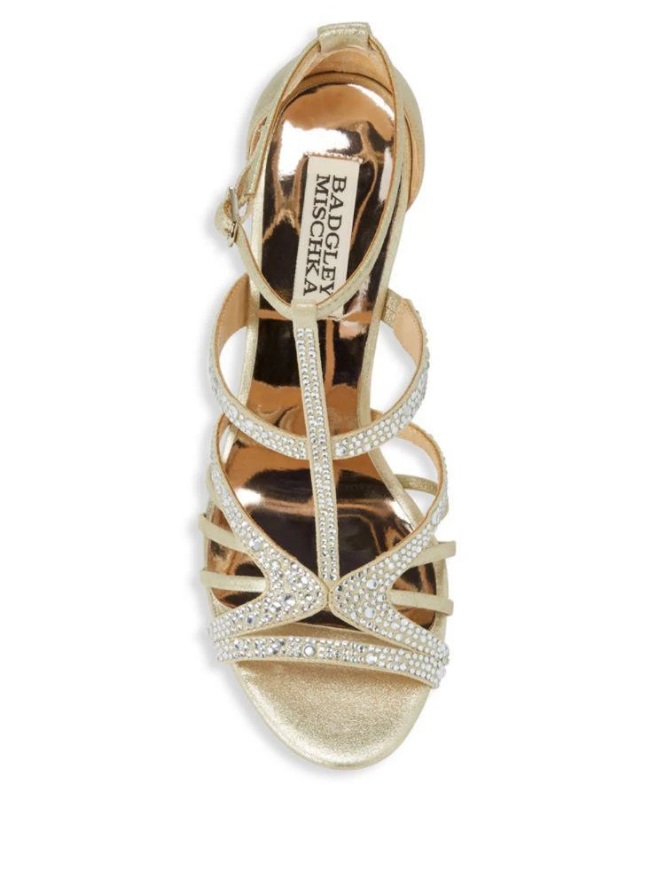 商品Badgley Mischka|Hewitt Embellished Leather T-Strap Sandals,价格¥789,第4张图片详细描述