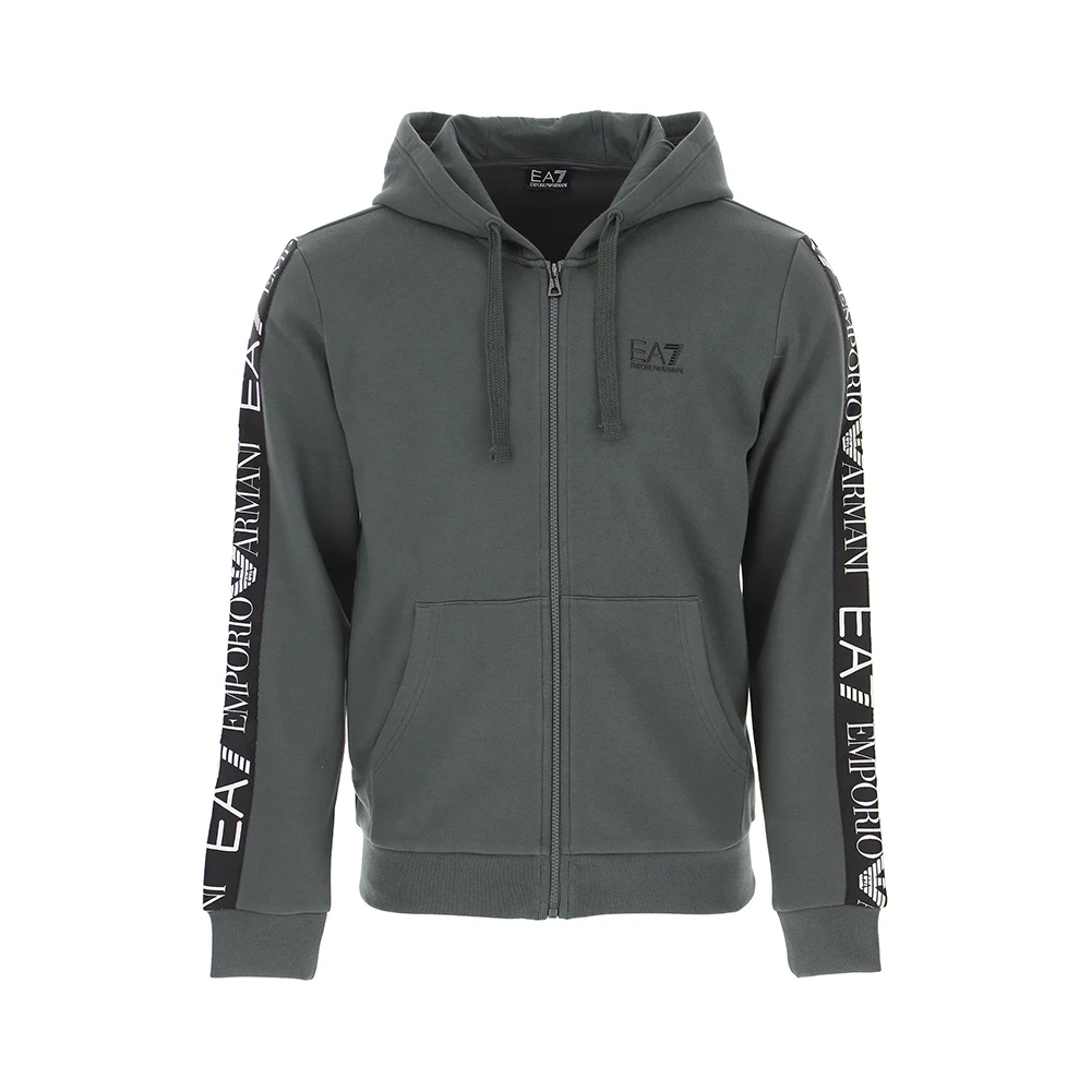 商品[国内直发] Emporio Armani|EMPORIO ARMANI 男士军绿色拉链连帽衫 6HPM12-PJ07Z-1984,价格¥947,第1张图片