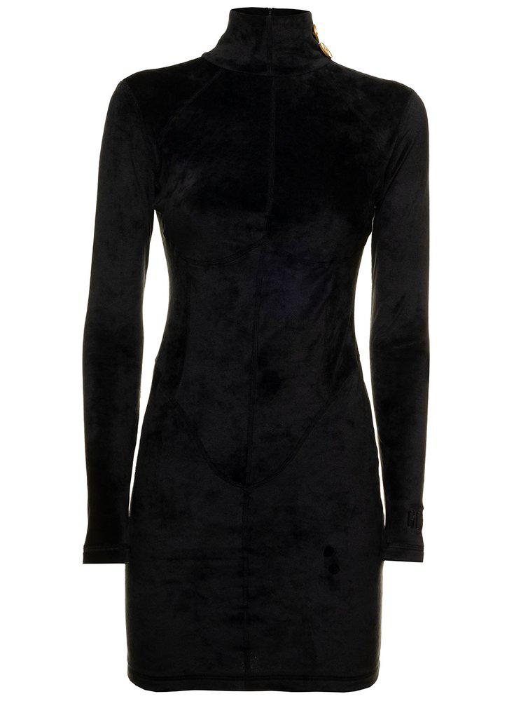 GCDS Turtleneck Velvet Stretch Mini Dress商品第1张图片规格展示
