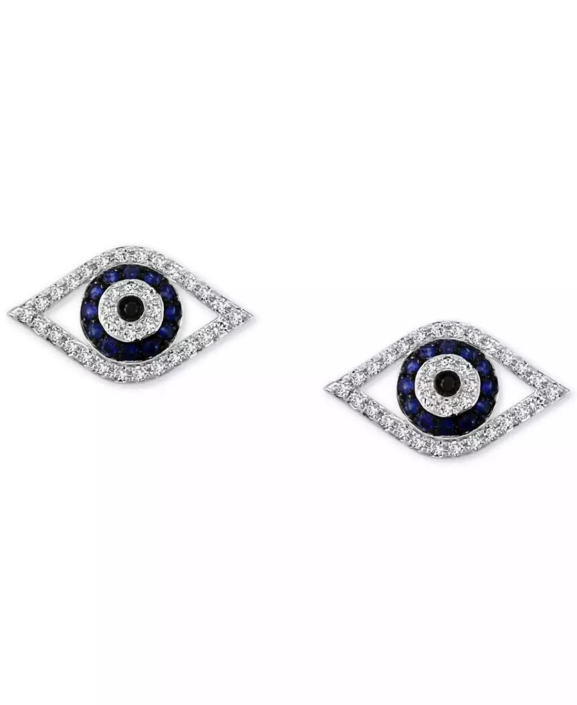 商品Effy|EFFY® Sapphire (1/6 ct. t.w.) & Diamond (1/5 ct. t.w.) Evil Eye Stud Earrings,价格¥6674,第2张图片详细描述