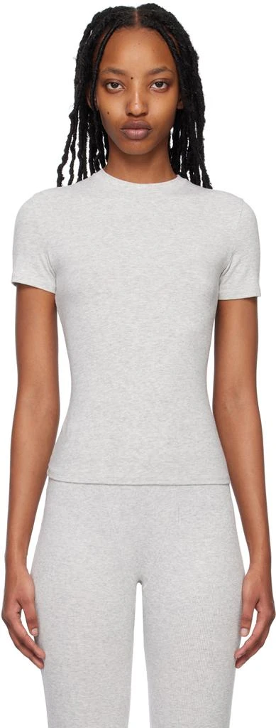 商品SKIMS|Gray Cotton Jersey T-Shirt,价格¥429,第1张图片