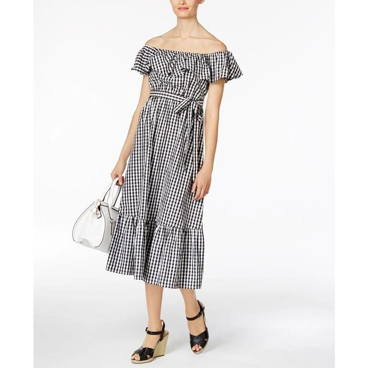 商品Olivia & Grace|Cotton Off-The-Shoulder Midi Dress, Created for Macy's,价格¥247,第2张图片详细描述