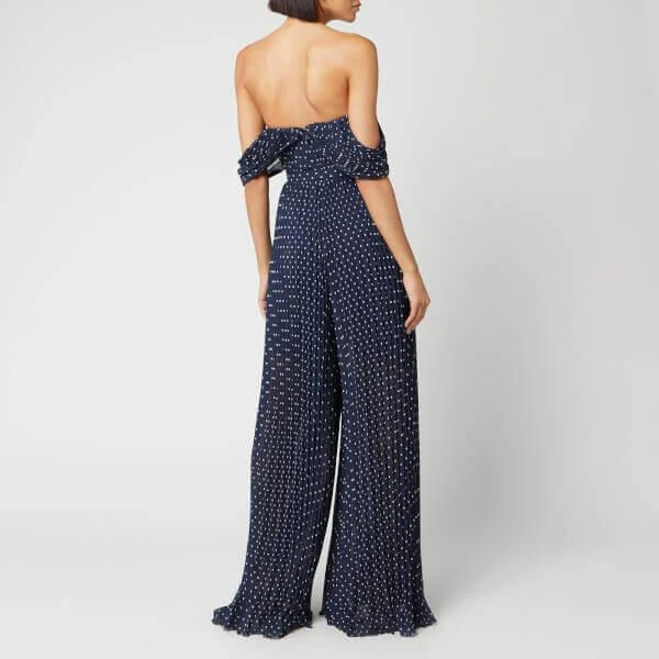 商品Self Portrait|Self-Portrait Women's Off The Shoulder Plumetis Jumpsuit - Navy,价格¥1146,第2张图片详细描述