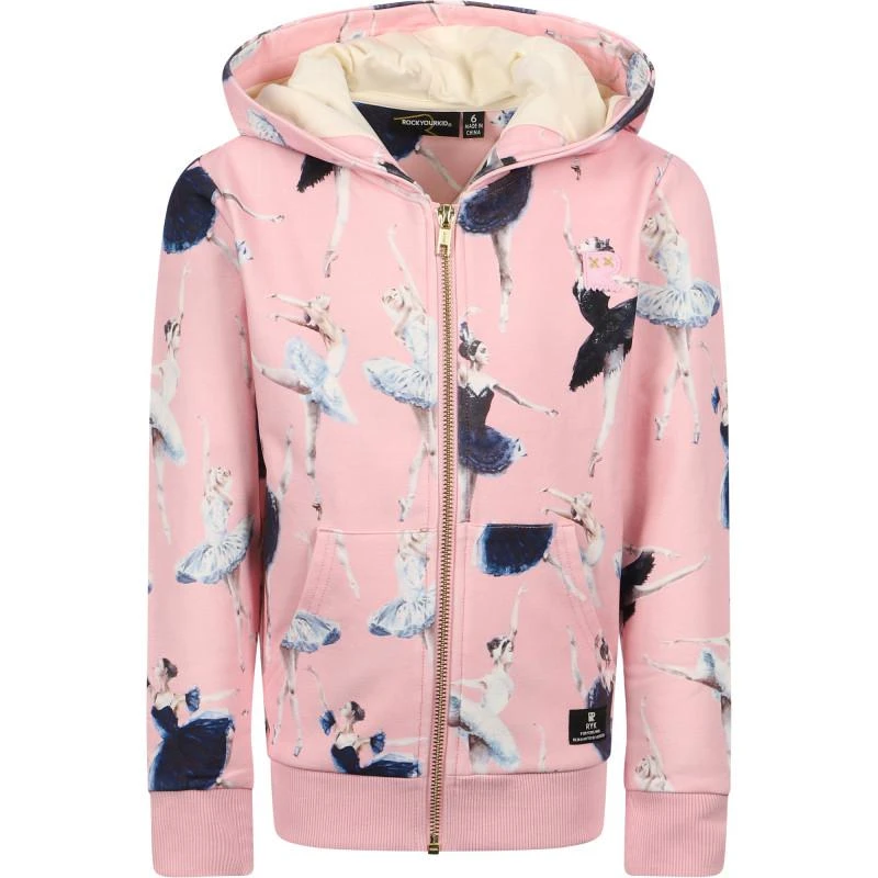 商品Rock Your Baby|Ballerinas print zipped hoodie in pink,价格¥1267,第1张图片