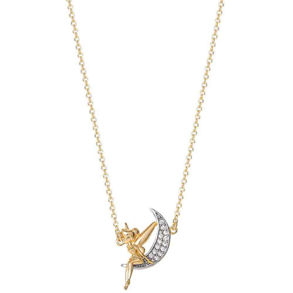 商品Disney|Cubic Zirconia Tinkerbell & Moon 18" Pendant Necklace in Sterling Silver & 18k Gold-Plate,价格¥738,第5张图片详细描述