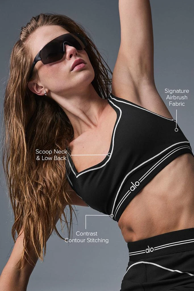 商品Alo|Airbrush Heart Throb Bra - Black/White,价格¥605,第3张图片详细描述