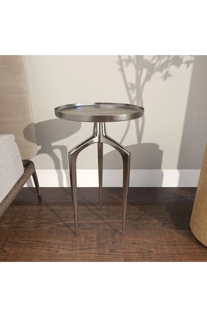 Silver Aluminum Contemporary Accent Table with 3 Tripod Legs 商品