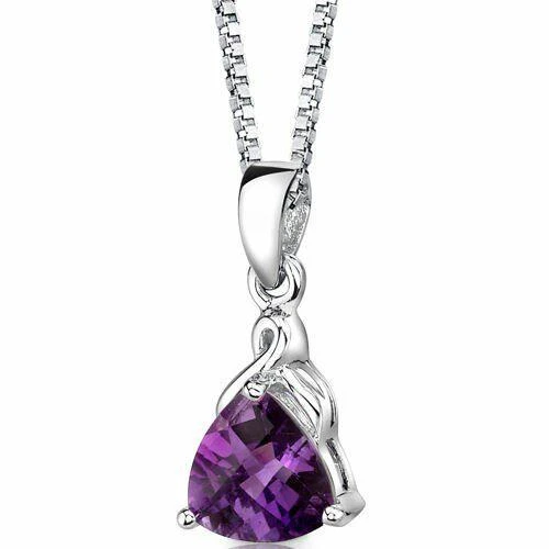 商品Peora|Amethyst Pendant Necklace Sterling Silver Trillion,价格¥385,第1张图片