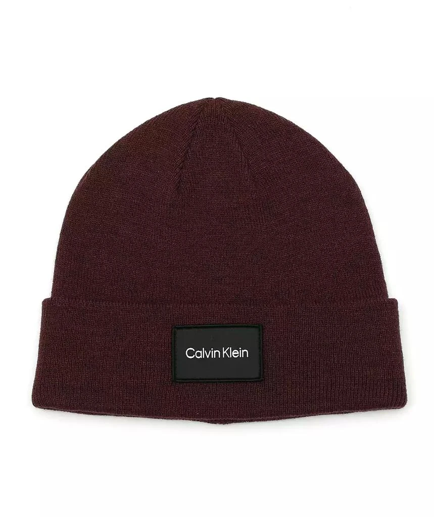 商品Calvin Klein|Men's Woven Logo Patch Beanie,价格¥359,第2张图片详细描述