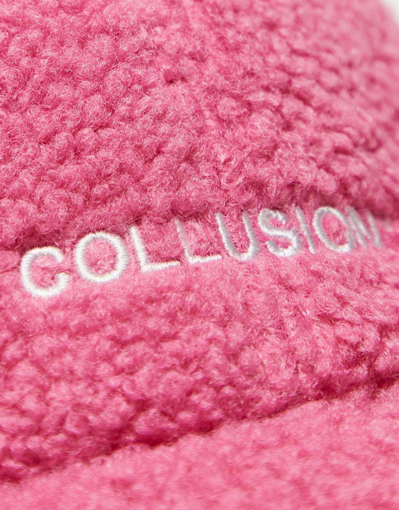 COLLUSION Unisex borg logo cap in pink商品第3张图片规格展示