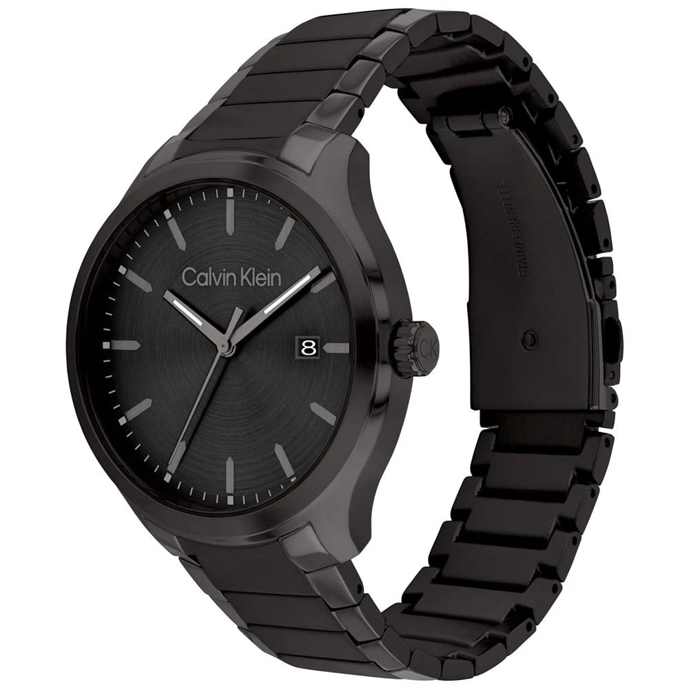 商品Calvin Klein|Men's 3H Quartz Black Stainless Steel Bracelet Watch 43mm,价格¥1431,第2张图片详细描述