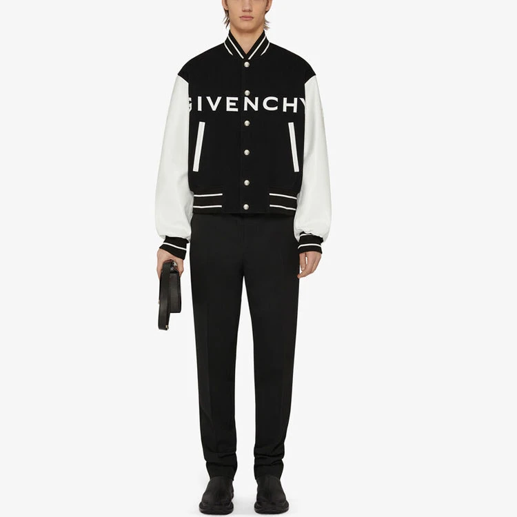商品[国内直发] Givenchy|GIVENCHY纪梵希 Logo印花飞行员夹克外套 男款 黑色,价格¥11868,第5张图片详细描述