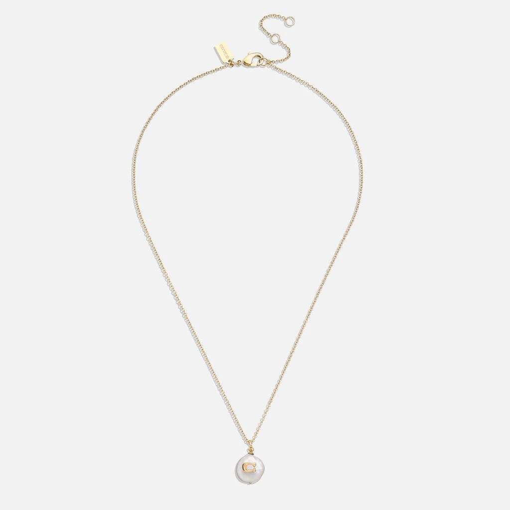 商品Coach|Coach Coin C Faux Pearl Short Pendant Necklace,价格¥376,第2张图片详细描述